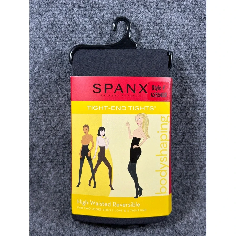 Spanx Tight-End Tights High-Waisted Reversible Body Shaping Black Size B A235400